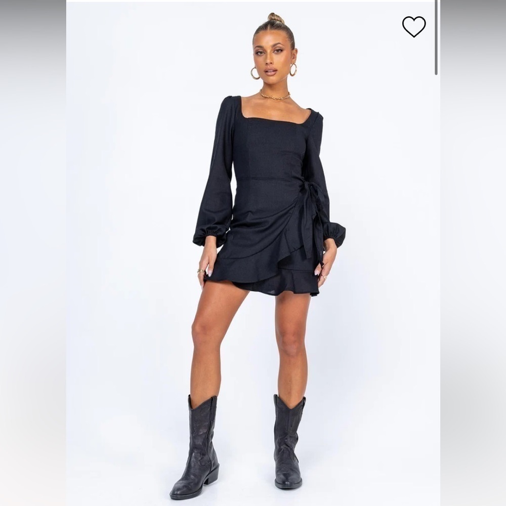 NWOT Princess Polly The VILLA Mini Black Dress Long Sleeve